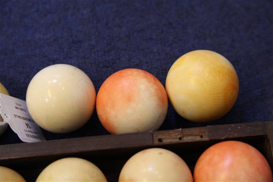 A collection of thirty seven ivory snooker balls, each ball approx 5cm diameter